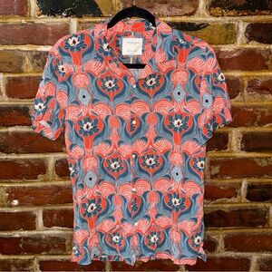 DENIM & FLOWERS Floral button up, Size Small